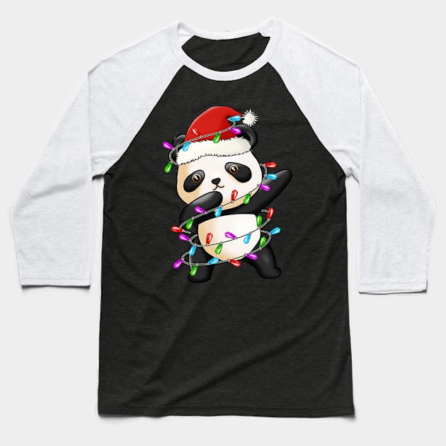 Panda Dabbing Christmas Baseball T-Shirt by wfmacawrub